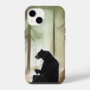 Bear Drinking Coffee in the Woods iPhone 14 Case