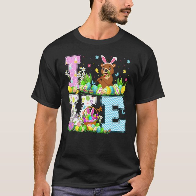 Bear Easter Egg Hunt  Love Bear Easter Sunday T-Shirt (Front)