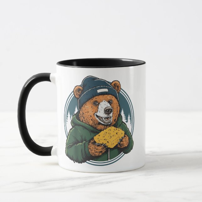 Bear Eating Cheese - Funny Anti Green Bay Wisconsi Mug (Left)