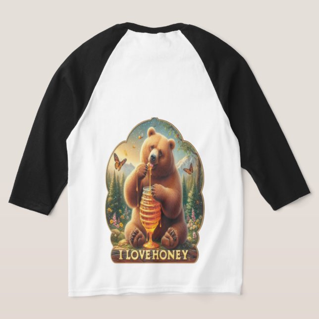 Bear Eating Honey From A Honeycomb T-Shirt (Laydown Back)