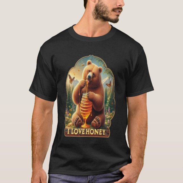 Bear Eating Honey From A Honeycomb T-Shirt (Front)