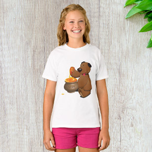 Bear Eating Honey Girls T-Shirt
