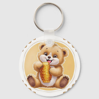 bear eating honey key ring