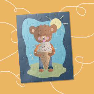 Bear Eating Ice Cream Kid Summer Puzzle