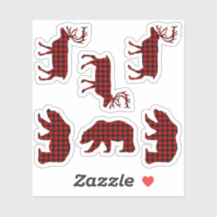 Bear Elk Buffalo Plaid Lumberjack Check Red 