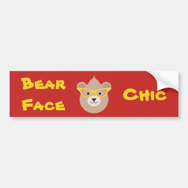 Bear Face Chic Bumper Sticker (Front)