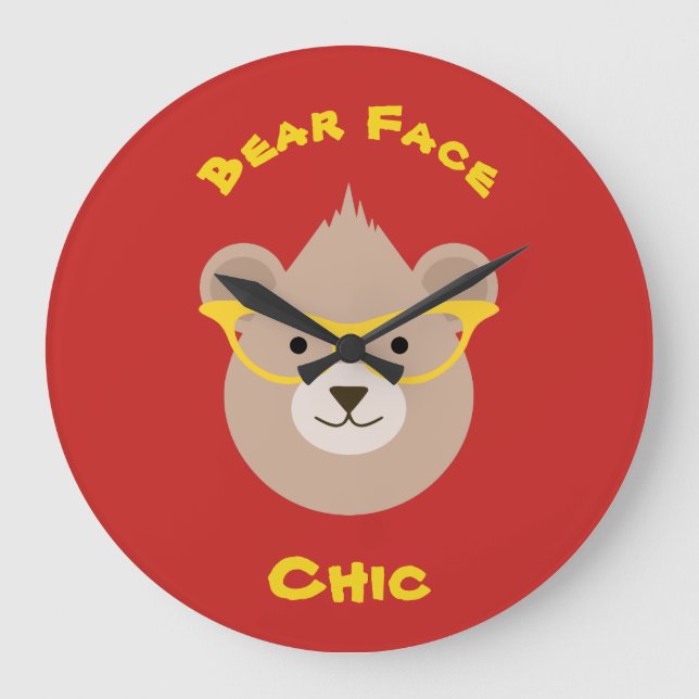 Bear Face Chic Large Clock (Front)
