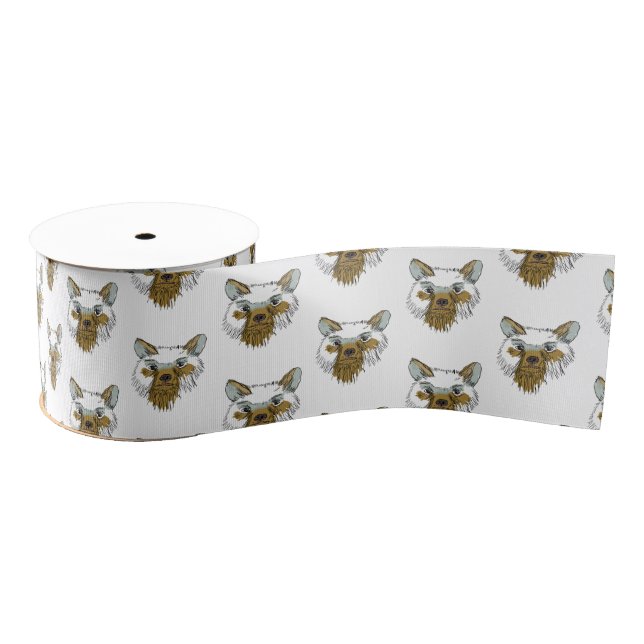 Bear Face Drawing Grosgrain Ribbon (Spool)
