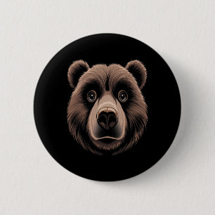 Bear Face Halloween Costume Brown Bear Animal Kids 6 Cm Round Badge