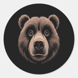 Bear Face Halloween Costume Brown Bear Animal Kids Classic Round Sticker