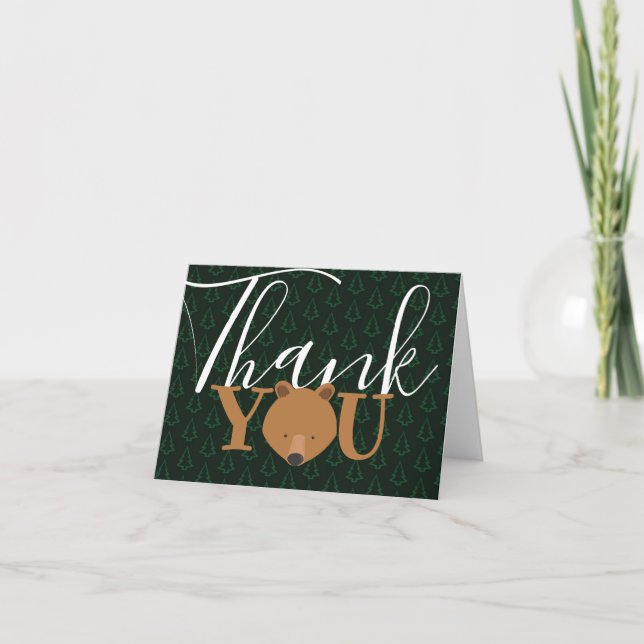 Bear Face Pine Tree Thank You Card (Front)