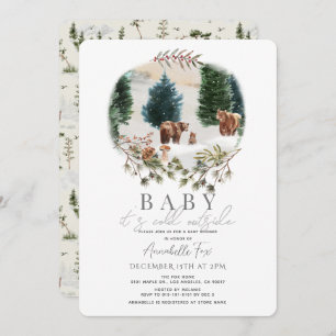 Bear Family Baby It's Cold Outside Baby Shower Invitation