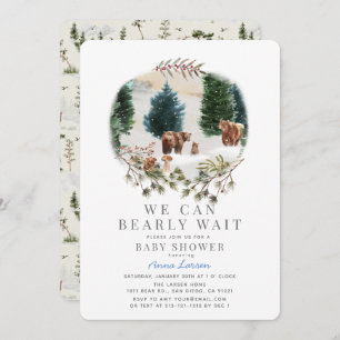 Bear Family Bearly Wait Winter Baby Shower Invitation