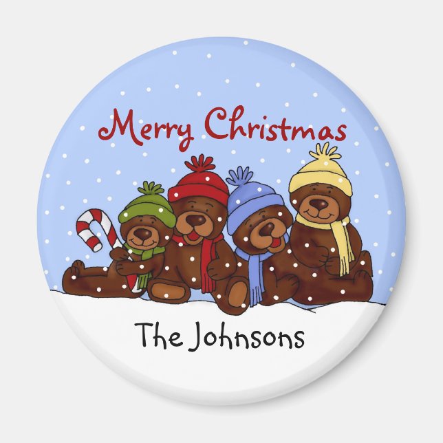 Bear family Christmas magnet (Front)