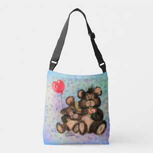 Bear Family with Heart Balloon Crossbody Bag