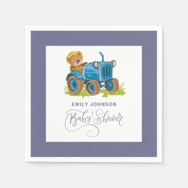 Bear Farm Tractor Napkin (Front)