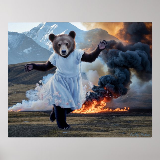 "Bear Fire" Art Poster Print Katty Pulsar  (Front)