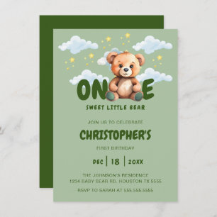Bear First Birthday Invitation