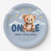 Bear First Birthday Paper Plates