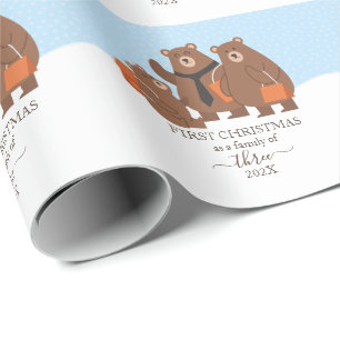 Bear First Christmas As A Family Of 3 Wrapping Paper