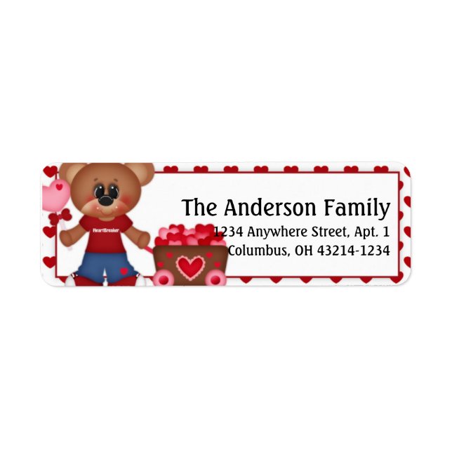 Bear First Valentine's Day Address Labels d3 (Front)