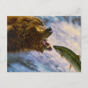BEAR FISH WILD ANIMAL POSTCROSSING POSTCARD
