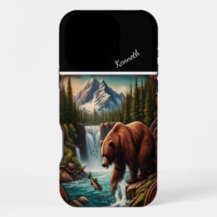 Bear Fishing by Waterfall iPhone 16 Pro Max Case