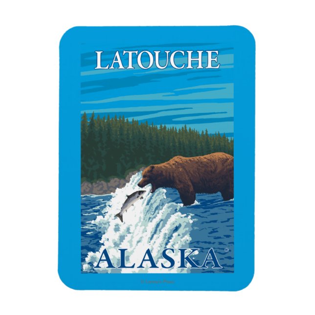 Bear Fishing in River - Latouche, Alaska Magnet (Vertical)
