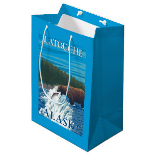 Bear Fishing in River - Latouche, Alaska Medium Gift Bag