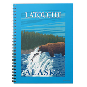 Bear Fishing in River - Latouche, Alaska Notebook