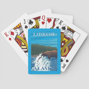 Bear Fishing in River - Latouche, Alaska Playing Cards