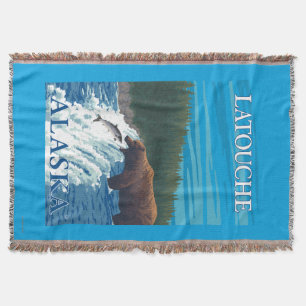 Bear Fishing in River - Latouche, Alaska Throw Blanket