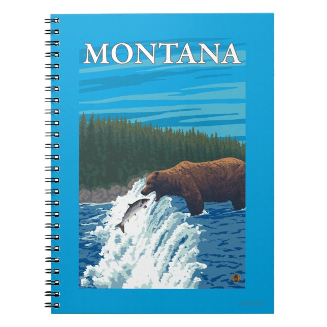 Bear Fishing in River - Montana Notebook (Front)