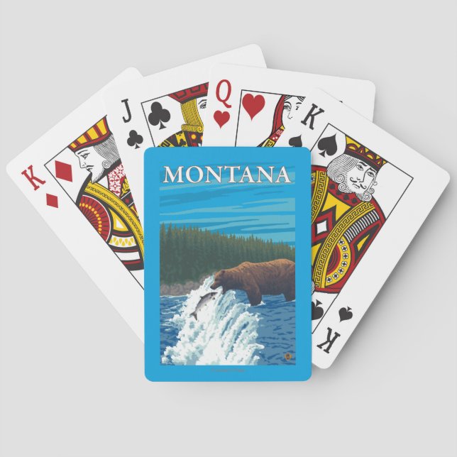 Bear Fishing in River - Montana Playing Cards (Back)