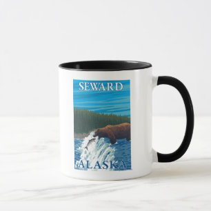 Bear Fishing in River - Seward, Alaska Mug