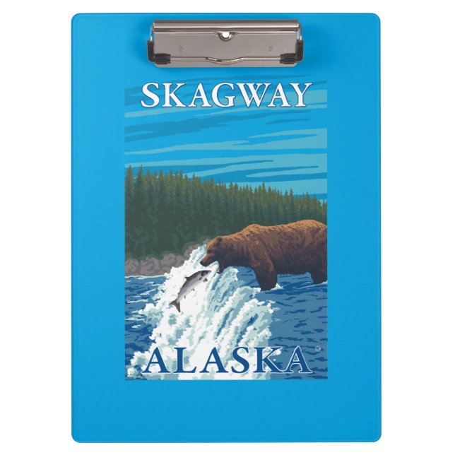 Bear Fishing in River - Skagway, Alaska Clipboard (Front)