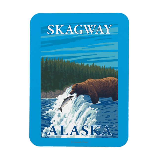 Bear Fishing in River - Skagway, Alaska Magnet (Vertical)