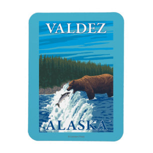 Bear Fishing in River - Valdez, Alaska Magnet
