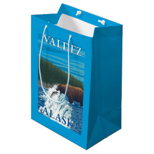 Bear Fishing in River - Valdez, Alaska Medium Gift Bag