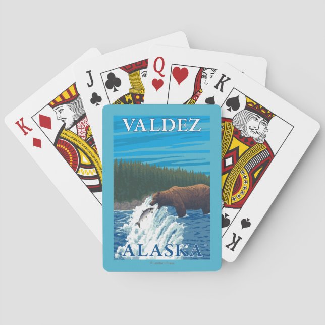 Bear Fishing in River - Valdez, Alaska Playing Cards (Back)