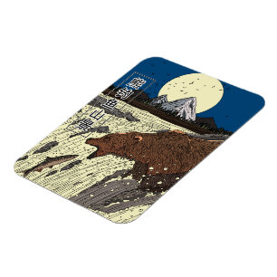 Bear Fishing Mountain Scene Magnet