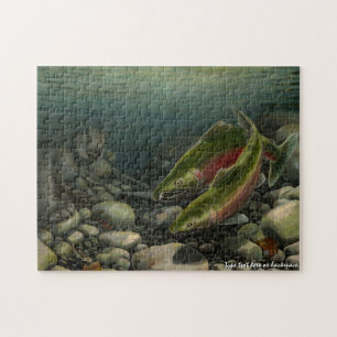 Bear Fishing Puzzle Personalised Salmon Art Puzzle
