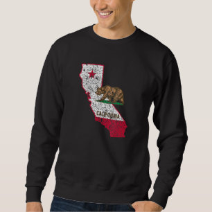 Bear Flag Distressed State Map Republic California Sweatshirt