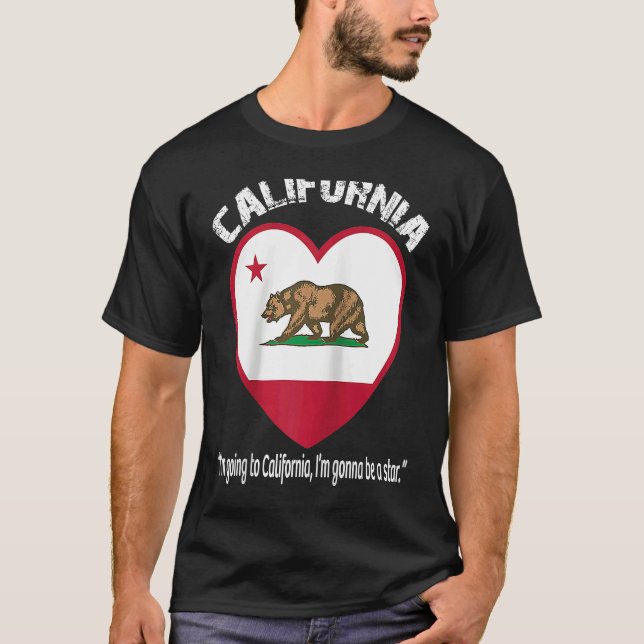 Bear Flag of California Grizzly bear California re T-Shirt (Front)
