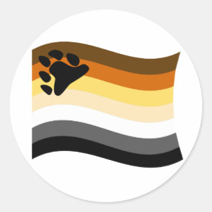 BEAR FLAG WAVING CLASSIC ROUND STICKER