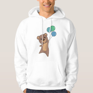 Bear Flies Up With Balloons Cute Animals Hoodie