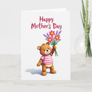 Bear Floral Mothers Day Greeting Card