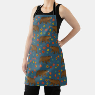 Bear Floral Pattern Apron