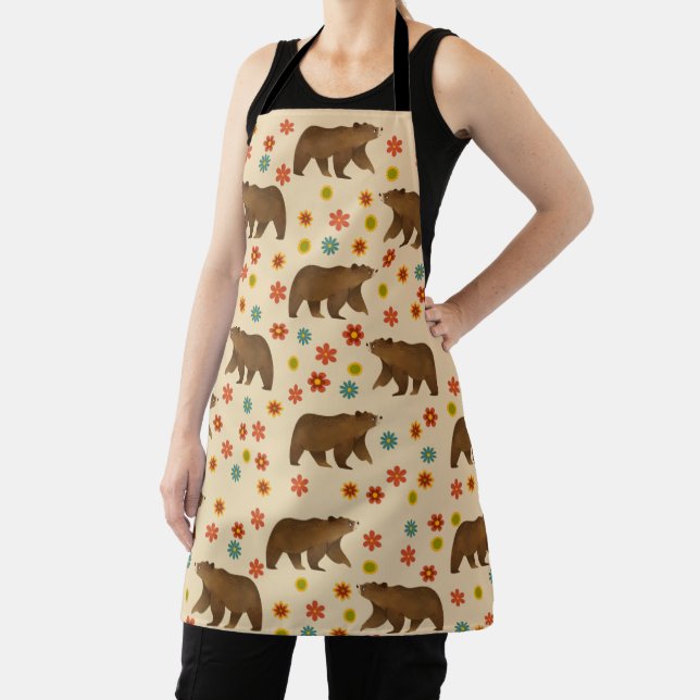 Bear Floral Pattern Apron (Insitu)