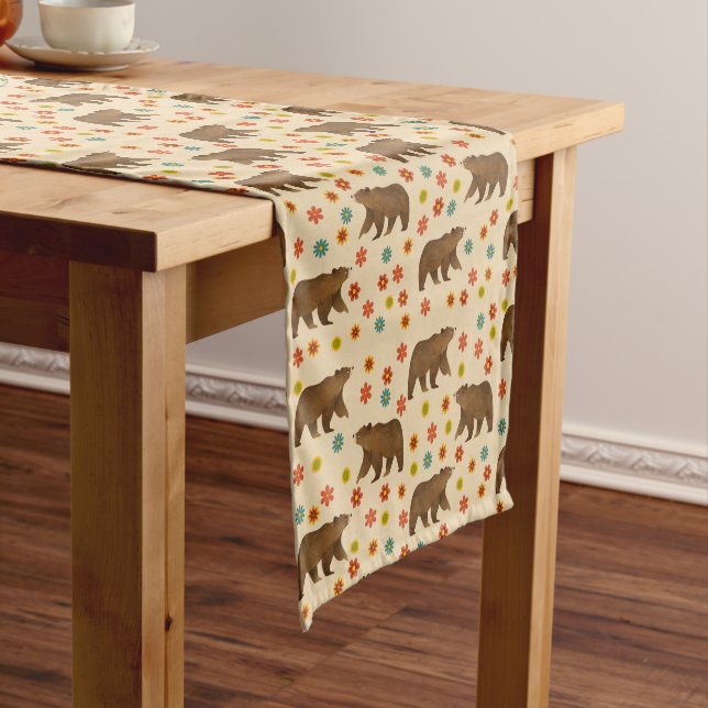Bear Floral Pattern Short Table Runner (In Situ)